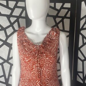 Ashley Stewart Red and White Patterned Top